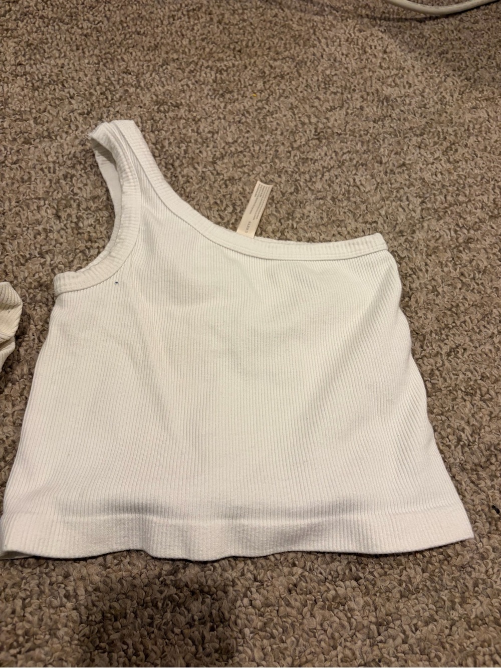 By Together White One-Shoulder Ribbed Tank